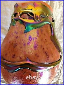 Huge Charles Lotton Lava Art Glass Vase-1989-Signed