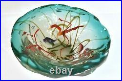 Huge Unusual SIGNED CENEDESE Vintage Murano Glass 3 Fish Aquarium Punch Bowl