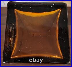Humppila Glass Vase Brown Signed Heavy Big Rare Made In Finland