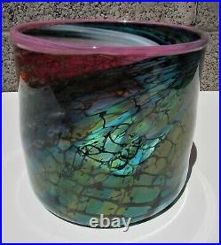 Incredible Large Paul Allen Courts Art Glass Vintage Signed Vase 7.25 X 7.75