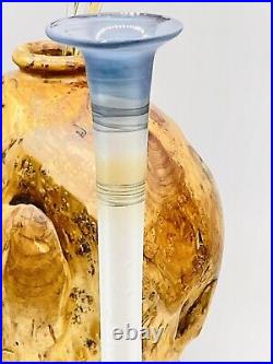 Ion Tamaian Art Glass Vase Signed 17 Tall/heavy Applied Skirt/frosted Glass