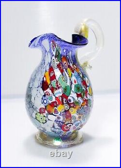 Italy MURANO Art Glass Imperio Rossi Signed Millefiori Gold Foil Pitcher Vase