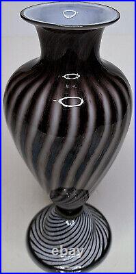 Jeff Holmwood Blown Striped Art Glass Footed Vase Signed Dated 1991 Vintage