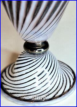 Jeff Holmwood Blown Striped Art Glass Footed Vase Signed Dated 1991 Vintage