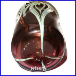 John Barber 76 Signed Art Glass Pulled Feather Vase, 1056, 6 1/2 Tall