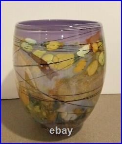 John Gerletti Art Glass Vase Hand Blown Signed Large 1991