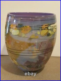 John Gerletti Art Glass Vase Hand Blown Signed Large 1991