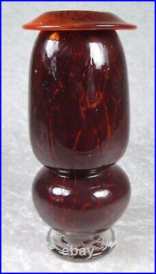 Jon Curiel Bogenrief Studios Iowa Hand Blown Art Glass Vase Red Amber 9in Signed