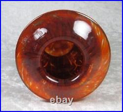 Jon Curiel Bogenrief Studios Iowa Hand Blown Art Glass Vase Red Amber 9in Signed