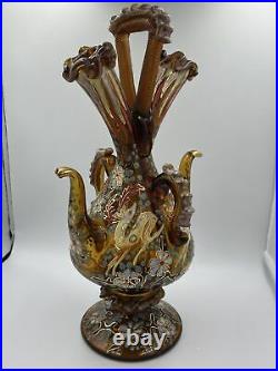 Jose Cire Royo Moser Antique Blown 1920 Hand Painted Art Glass Spain