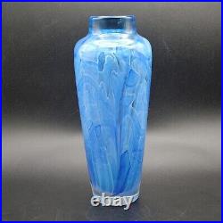 Joseph Nielander Water Veils Vase 9.75 Blue Smoke Hand Blown Glass Signed Dated