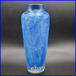 Joseph Nielander Water Veils Vase 9.75 Blue Smoke Hand Blown Glass Signed Dated