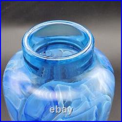 Joseph Nielander Water Veils Vase 9.75 Blue Smoke Hand Blown Glass Signed Dated