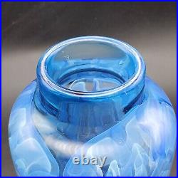 Joseph Nielander Water Veils Vase 9.75 Blue Smoke Hand Blown Glass Signed Dated