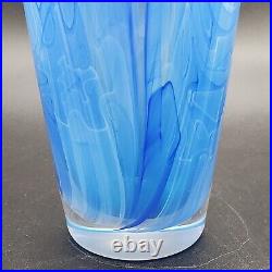 Joseph Nielander Water Veils Vase 9.75 Blue Smoke Hand Blown Glass Signed Dated