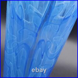 Joseph Nielander Water Veils Vase 9.75 Blue Smoke Hand Blown Glass Signed Dated