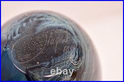 Josh Simpson Blue Inhabited Planet Galaxy Art Glass Vase SIGNED 5 3/8 Tall