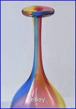 KOSTA BODA FIDJI RAINBOW SWEDISH ART GLASS BOTTLE VASE By ENGMAN SIGNED & NUMBER