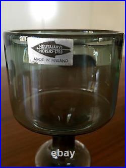 Kaj Franck Kf245 Smokey Grey Glass Vase Vintage With Foil Label