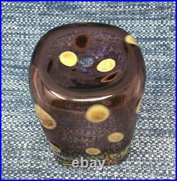Kenny Walton Art Glass Vase Purple Signed 5 3/8 Mint