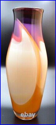 Kingwell Icefire Vase Signed Purple Cream Orange Red Flame Fire 13+ inches