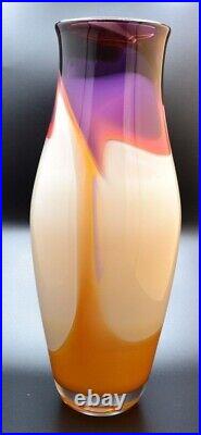 Kingwell Icefire Vase Signed Purple Cream Orange Red Flame Fire 13+ inches