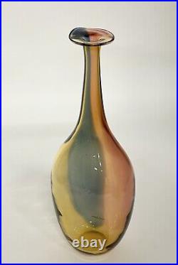 Kosta Boda Art Glass Fidji Bottle Bud Vase Signed Kjell Engman 11 1/8
