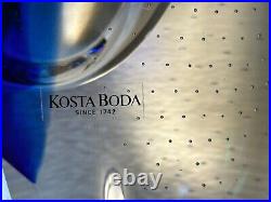 Kosta Boda Glass Vase Signed by Göran Wärff Cobalt Blue Green Bubbles