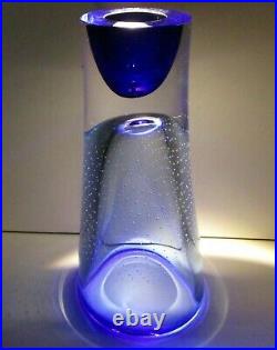 Kosta Boda Goran Warff Blue Vase Signed & Numbered Art Glass Crystal Zoom