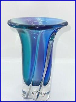 Kosta Boda Goran Warff Vase Blue, Green, Purple, signed