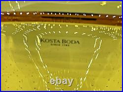 Kosta Boda Goran Warff Zoom Bowl / Vase Signed Amber & Blue Controlled Bubble