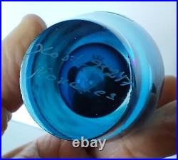 Kosta Mona Morales Schildt Signed Miniature Glass Vase Sommerso Blue Mid Century