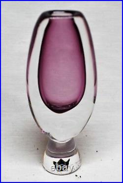 Kosta Vicke Lindstrand. Overlay Footed Vase With Purple