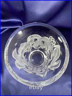 LALIQUE France Signed Art Glass crystal grapes vine SAUMUR vaseRARE
