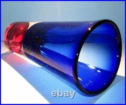 LG Kosta Boda Goran Warff ARTIST'S CHOICE Blue Vase Signed Glass Crystal Zoom