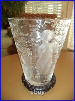 Lalique Bacchantes Ondines Crystal Vase France-NUDE WOMEN MUSES sticker chip