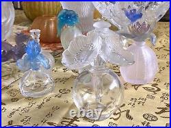 Lalique Crystal Large 2 Double Anemone Flower Perfume Bottle or Vase Mint Cond