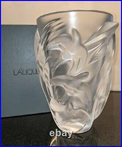 Lalique France Martinets Crystal Vase With Original Box
