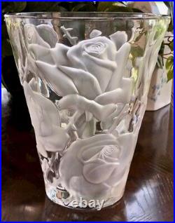 Lalique Ispahan Roses Vase Finest French Crystal 9.5 Tall Signed Mint Gorgeous