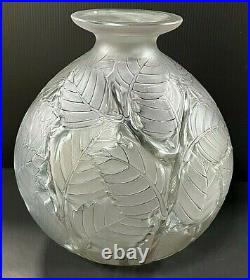 Lalique Milan Pattern Frosted And Polished Glass Vase Signed And Patined