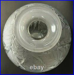 Lalique Milan Pattern Frosted And Polished Glass Vase Signed And Patined