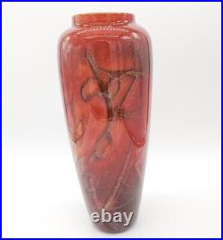 Large 12 Vintage 2003 Original Hand Blown Studio Art Glass Vase Signed Foci