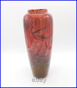 Large 12 Vintage 2003 Original Hand Blown Studio Art Glass Vase Signed Foci