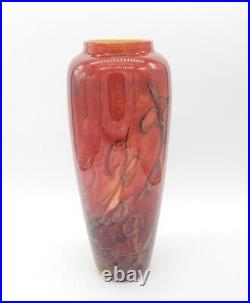 Large 12 Vintage 2003 Original Hand Blown Studio Art Glass Vase Signed Foci