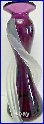 Large Art Glass Amethyst Flamenco Vase Signed Vitrix 2006