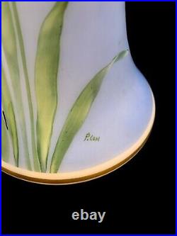Large Bristol Glass Vase, Hand Blown, Hand Painted, Signed P. Con(nin) Very Rare