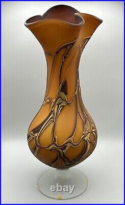 Large Hand Blown Baijan Essie Zareh Signed Multi-Layer Exotic Art Glass Vase