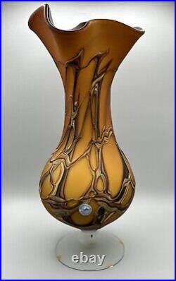 Large Hand Blown Baijan Essie Zareh Signed Multi-Layer Exotic Art Glass Vase