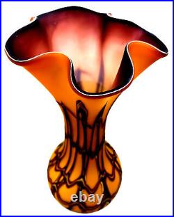 Large Hand Blown Baijan Essie Zareh Signed Multi-Layer Exotic Art Glass Vase