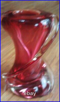Large ITALY italian handmade Murano glass SPIRAL vase, signed